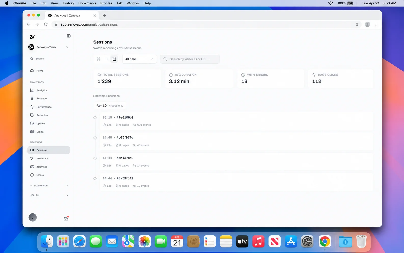 Session replay player on a Mac